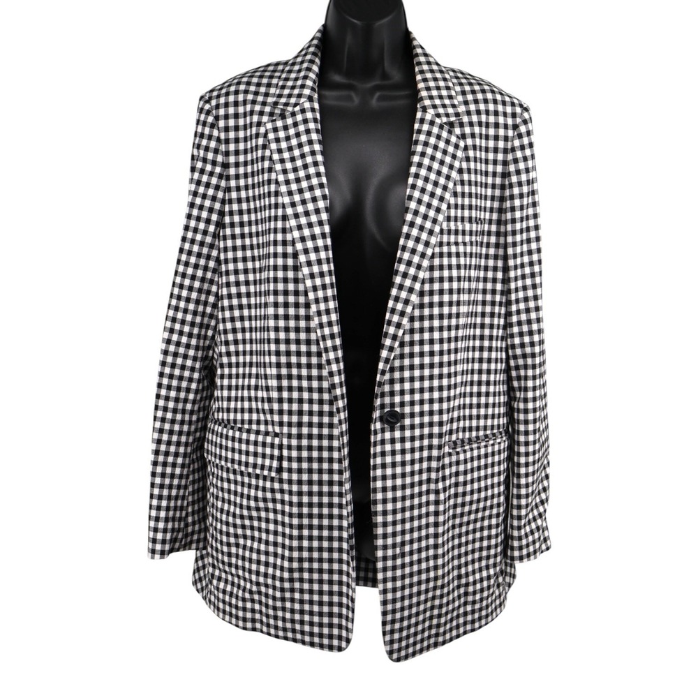 Rag & Bone Ames Gingham Check Oversized Blazer Black White Office Siren 10 EUC
